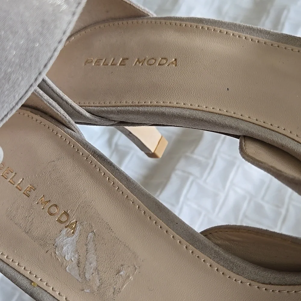 Pelle Moda Cream Shiny Kitten Heels Ankle Strap Elegant Special Occasions Heels